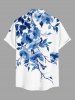 Plus Size Watercolor Flowers Leaf Print Buttons Pocket Hawaii Shirt For Men -  