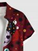 Chemise grande taille pour homme, motif citrouille, crâne, yeux ballon, chauve-souris, boutons et poches - Rouge Vineux M
