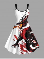 Robe débardeur trapèze imprimée de flammes de dragon grande taille - Blanc S