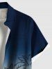 Ensemble chemise et barboteuse hawaïennes assorties, tenue de plage grande taille, imprimé cocotiers, bus, dégradé de couleurs, pour couples - Bleu profond 