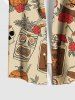 Halloween Skull Flower Pumpkin Mask Print Plus Size Matching Outfit For Couples -  