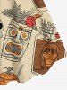 Halloween Skull Flower Pumpkin Mask Print Plus Size Matching Outfit For Couples -  