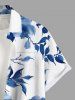 Tenue de plage hawaïenne assortie grande taille à imprimé aquarelle fleurs et feuilles pour couples - Bleu 