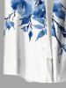 Tenue de plage hawaïenne assortie grande taille à imprimé aquarelle fleurs et feuilles pour couples - Bleu 