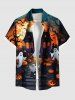 Tenue d'Halloween grande taille assortie pour couples, motif citrouille, fantôme, lune, chauve-souris, arbre - Orange 