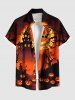 Halloween Pumpkin Lantern Moon Bat Trees Print Plus Size Matching Outfit For Couples -  