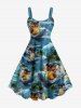 Coconut Tree Sea Waves Surfing Ducks Ship Print Plus Size Matching Hawaii Beach Outfit For Couples -  