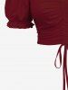 Tenue d'Halloween grande taille assortie pour couples, motif citrouille, crâne, yeux ballons, imprimé chauve-souris - Rouge foncé 