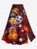 Tenue d'Halloween grande taille assortie pour couples, motif citrouille, crâne, yeux ballons, imprimé chauve-souris - Rouge foncé 