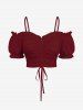 Tenue d'Halloween grande taille assortie pour couples, motif citrouille, crâne, yeux ballons, imprimé chauve-souris - Rouge foncé 