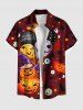 Tenue d'Halloween grande taille assortie pour couples, motif citrouille, crâne, yeux ballons, imprimé chauve-souris - Rouge foncé 