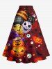Tenue d'Halloween grande taille assortie pour couples, motif citrouille, crâne, yeux ballons, imprimé chauve-souris - Rouge foncé 