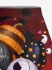 Tenue d'Halloween grande taille assortie pour couples, motif citrouille, crâne, yeux ballons, imprimé chauve-souris - Rouge foncé 