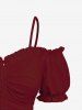 Tenue d'Halloween grande taille assortie pour couples, motif citrouille, crâne, yeux ballons, imprimé chauve-souris - Rouge foncé 