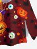 Tenue d'Halloween grande taille assortie pour couples, motif citrouille, crâne, yeux ballons, imprimé chauve-souris - Rouge foncé 