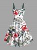 Tenue de plage hawaïenne assortie grande taille à imprimé feuilles tropicales et fleurs d'hibiscus pour couples - Blanc 