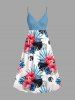 Tenue de plage hawaïenne assortie grande taille à imprimé géométrique cercle et feuilles tropicales, motif fleurs d'hibiscus, pour couples - Bleu clair 