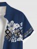 Tenue de plage hawaïenne assortie grande taille à imprimé floral ethnique et graphique pour couples - Bleu profond 