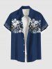 Tenue de plage hawaïenne assortie grande taille à imprimé floral ethnique et graphique pour couples - Bleu profond 