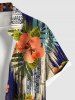 Tenue de plage hawaïenne assortie grande taille à imprimé ethnique, motif feuilles tropicales et fleurs d'hibiscus, pour couples - Bleu 