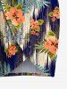 Tenue de plage hawaïenne assortie grande taille à imprimé ethnique, motif feuilles tropicales et fleurs d'hibiscus, pour couples - Bleu 