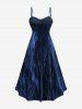 Plus Size Ruched Crisscross Panel Ruffles Buckle Chains Split Velvet Cami Dress -  