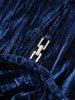 Plus Size Ruched Crisscross Panel Ruffles Buckle Chains Split Velvet Cami Dress -  