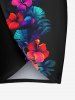 Plus Size Tropical Leaf Hibiscus Flowers Print Convertible Hawaii Beach Cover -  