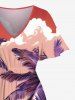 Plus Size Coconut Tree Sea Sailboat Mountain Cloud Print Hawaii Split Pocket A Line Midi Dress -  