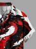 Chemise à poches boutonnées grande taille pour homme, imprimée de flammes de dragon - Blanc 3XL