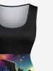 Plus Size Pumpkin Lantern Ghost Tree Bat Moon Ombre Galaxy Print Halloween 50s Vintage Swing A Line Dress -  