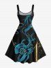 Robe trapèze hawaïenne à imprimé pieuvre grande taille - Noir XXS