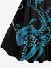 Robe trapèze hawaïenne à imprimé pieuvre grande taille - Noir XXS
