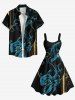 Robe trapèze hawaïenne à imprimé pieuvre grande taille - Noir XXS
