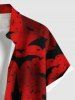 Plus Size Ombre Bat Castle Print Halloween Button Pocket Shirt For Men -  