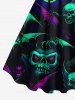Plus Size Skull Bat Moon Print Halloween A Line Tank Dress -  