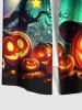 Chemise grande taille à imprimé citrouille, lanterne, arbre fantôme, chauve-souris, lune, galaxie, Halloween, bouton, poche, pour homme - Noir 3XL