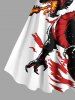 Robe débardeur trapèze imprimée de flammes de dragon grande taille - Blanc S