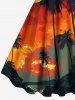 Plus Size Coconut Tree Ombre Sunset Moon Print Hawaii A Line Tank Dress -  