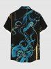 Plus Size Octopus Print Hawaii Button Pocket Shirt For Men -  