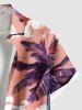 Plus Size Coconut Tree Sea Sailboat Mountain Cloud Print Hawaii Button Pocket Shirt For Men -  