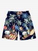 Plus Size Coconut Tree Shell Beer Flower Print Hawaii Drawstring Pocket Beach Shorts For Men -  