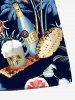 Plus Size Coconut Tree Shell Beer Flower Print Hawaii Drawstring Pocket Beach Shorts For Men -  