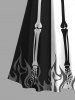 Plus Size Two Tone Skeleton Fire Flame Print Halloween Cold Shoulder Crisscross A Line Maxi Dress -  