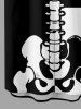 Plus Size Two Tone Skeleton Print Halloween Button Pocket Shirt For Men -  