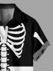 Plus Size Two Tone Skeleton Print Halloween Button Pocket Shirt For Men -  