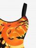 Robe débardeur grande taille à imprimé citrouille, lanterne, lune, chauve-souris, arbres pour Halloween - Orange 1X