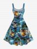 Plus Size Coconut Tree Sea Waves Surfing Ducks Ship Print Hawaii Tank Dress -  