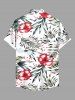Chemise hawaïenne grande taille à imprimé feuilles tropicales et fleurs d'hibiscus, avec poches et boutons, pour homme - Blanc 2XL
