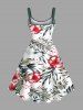 Plus Size Hibiscus Flowers Tropical Leaf Print Hawaii Tank Dress -  
